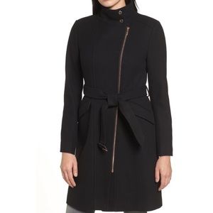 COLE HAAN WOOL BLEND MOCK NECK ZIP JACKET …